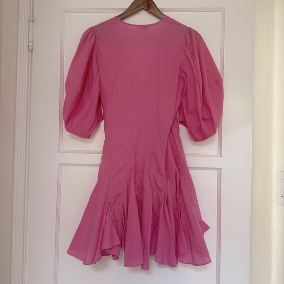 RHODE Rosie Prism Pink puff sleeve wrap mini dress - Picture 6 of 10